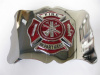 Fire Department Belt Buckle - Chrome with Red Enamel